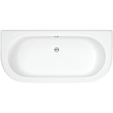 Nuie Shingle Curved Double Ended Back To Wall Bath With Bath Panel White BSG003