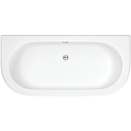 Nuie Shingle Curved Double Ended Back To Wall Bath With Bath Panel White BSG003