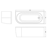Nuie Crescent Curved Single Ended Corner Bath With Bath Panel White BSG005R LD