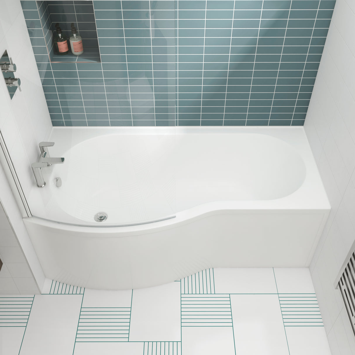 Nuie B-Shaped Shower Bath White LS1