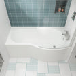 Nuie B-Shaped Shower Bath RH White LS1