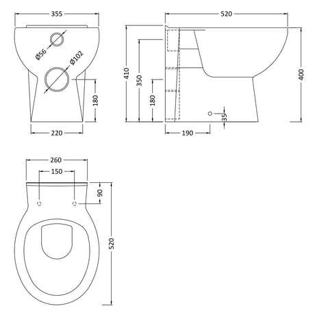Nuie Melbourne Back To Wall Toilet Without Seat BTW002 LD