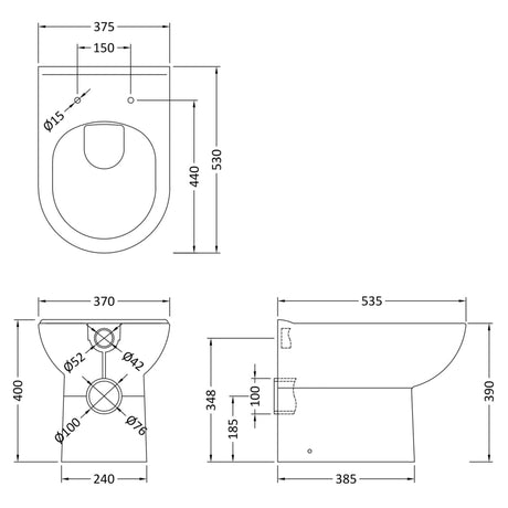 Nuie Lawton D-Shape Back To Wall Toilet BTW005 LD