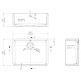Nuie Butler Sink With Central Waste & Overflow 595 x 450 x 220mm - White BU10124 LD