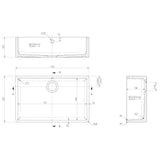 Nuie Butler Sink With Central Waste & Overflow 795 x 500 x 220mm - White BU10132 LD