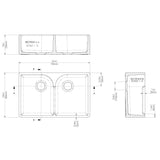 Nuie 2.0 Bowl Butler Sink With Stepped Weir 795 x 500 x 220mm - White BU120AS32D LD