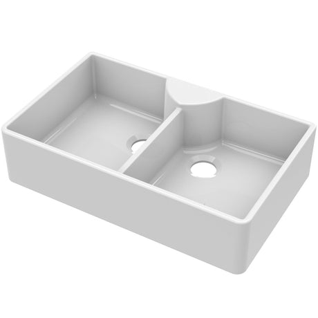 Nuie 2.0 Bowl Butler Sink With Stepped Weir & Tap Ledge 895 x 550 x 220mm - White BU120AS36D