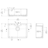 Nuie Butler Sink With Central Waste, Overflow & Tap Hole 595 x 450 x 220mm - White BU13124 LD