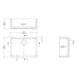 Nuie Butler Sink With Central Waste 595 x 450 x 220mm  - Soft Black BU40024 LD