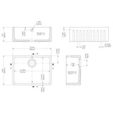 Nuie Deco Butler Sink With Central Waste & Overflow 595 x 450 x 220mm - White BUF10124 LD