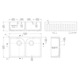 Nuie Deco 2.0 Bowl Butler Sink With Flush Weir & Overflow 795 x 500 x 220mm - White BUF121AF32D LD