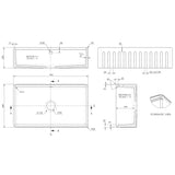 Nuie Butler Sink With Ledge, Grid & Chopping Board 795 x 460 x 220mm  - White BU18132WBG LD