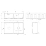 Nuie 2.0 Bowl Fluted Butler Sink With Ledge, Grid & Chopping Board 795 x 460 x 220mm  - White BUF181AF32DWBG LD