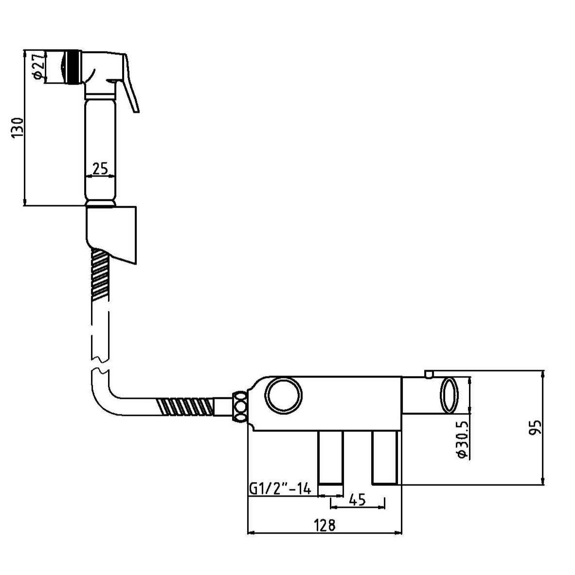 Nuie Thermostatic Douche Spray Shower Kit Chrome BW002 LD