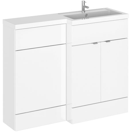 Hudson Reed Fusion Full Depth Toilet & Basin Suite, 2 Door Vanity Unit (600mm), W1100mm Gloss White CBI103