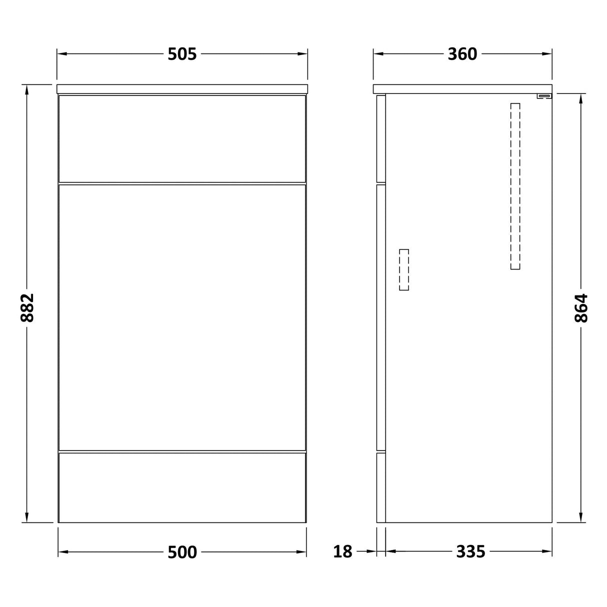 Hudson Reed Fusion Full Depth 500mm WC Unit & Top Gloss White CBI105A LD