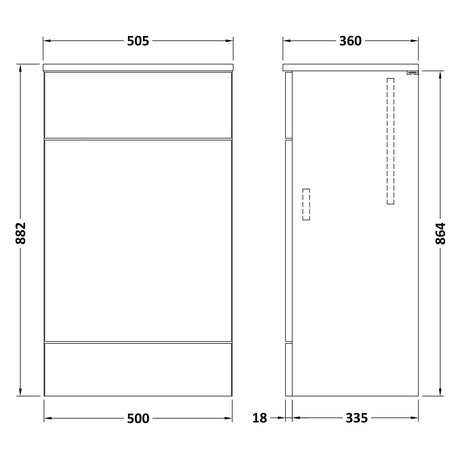 Hudson Reed Fusion Full Depth 500mm WC Unit & Top Gloss White CBI105A LD