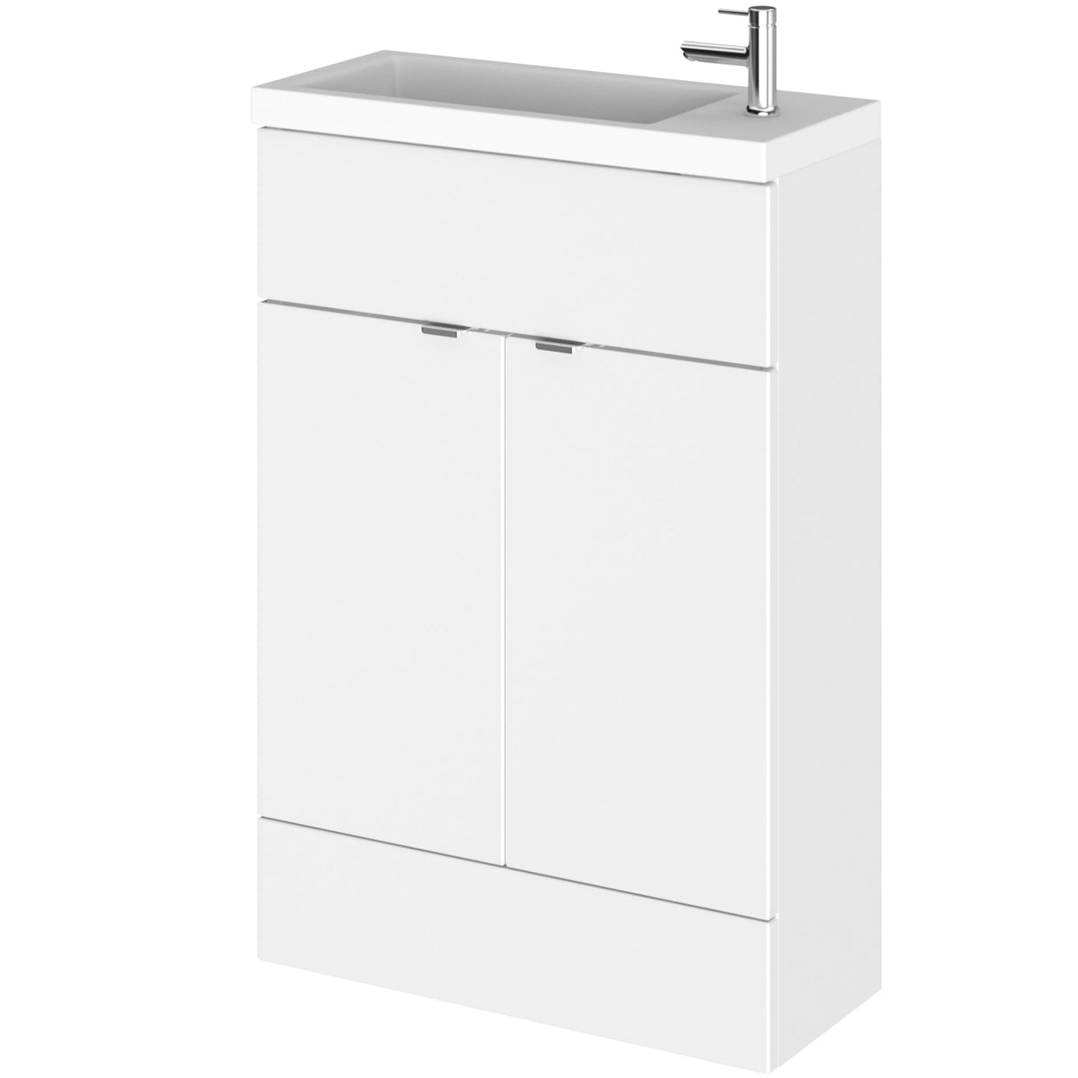 Hudson Reed Fusion Slimline 600mm Freestanding Basin Vanity Unit & Basin Gloss White CBI106