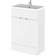 Hudson Reed Fusion 600mm Full Depth Basin Vanity Unit & Basin, 2 Doors Gloss White CBI107