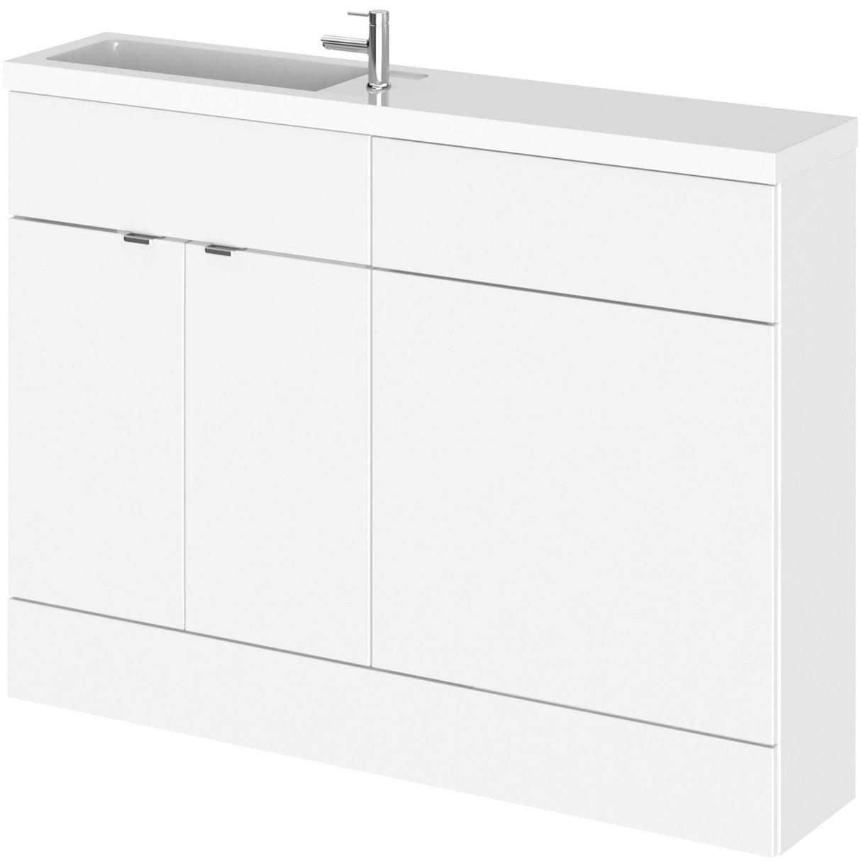 Hudson Reed Fusion Slimline Toilet & Basin Suite, 2 Door Vanity Unit (600mm), W1200mm Gloss White CBI108