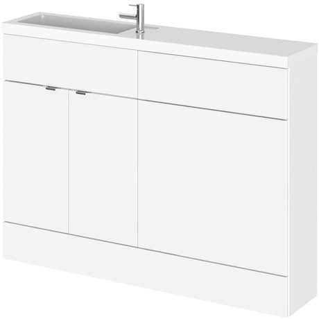 Hudson Reed Fusion Slimline Toilet & Basin Suite, 2 Door Vanity Unit (600mm), W1200mm Gloss White CBI108