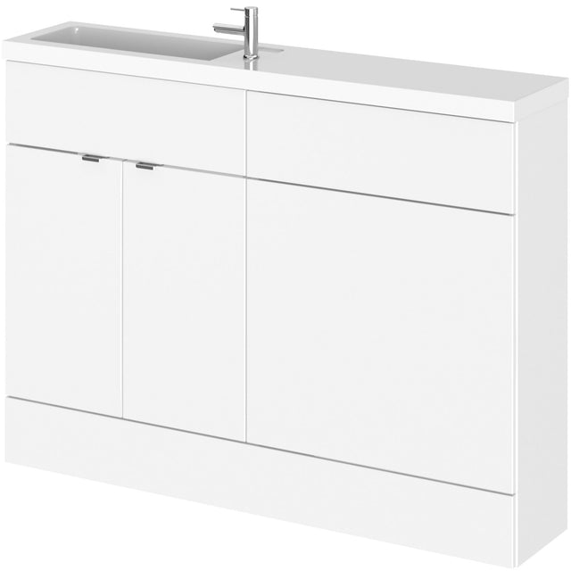 Hudson Reed Fusion Slimline Toilet & Basin Suite, 2 Door Vanity Unit (600mm), W1200mm Gloss White CBI108