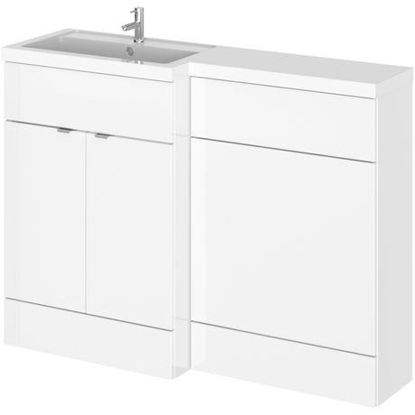 Hudson Reed Fusion Full Depth Toilet & Basin Suite, 2 Door Vanity Unit (600mm), W1200mm Gloss White CBI109