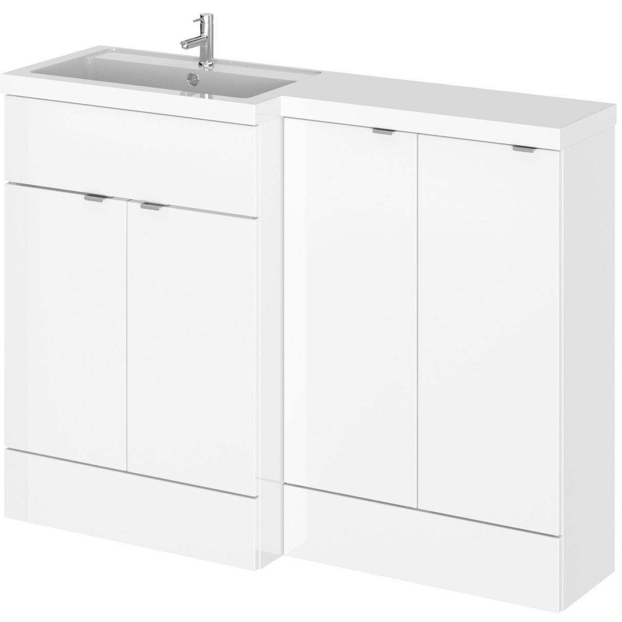 Hudson Reed 1200mm Fusion Full Depth Basin Vanity Unit (600mm), 4 Doors Gloss White CBI111