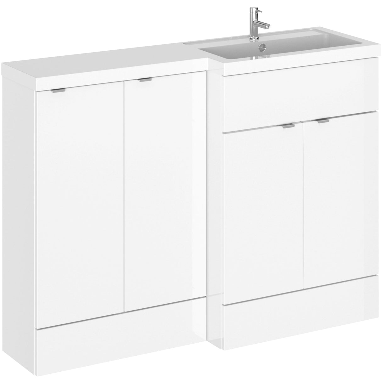 Hudson Reed 1200mm Fusion Full Depth Basin Vanity Unit (600mm), 4 Doors Gloss White CBI112