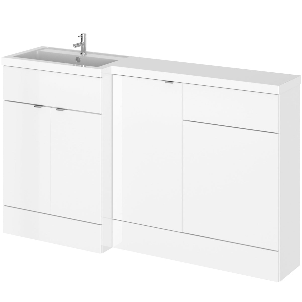 Hudson Reed Fusion 1500mm Full Depth Toilet & Basin Suite, 3 Door Vanity Unit (600mm) Gloss White CBI115