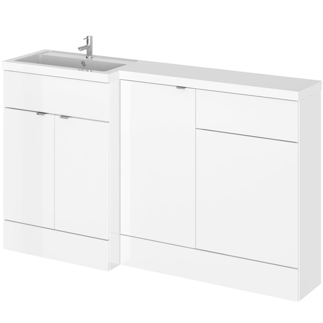 Hudson Reed Fusion 1500mm Full Depth Toilet & Basin Suite, 3 Door Vanity Unit (600mm) Gloss White CBI115