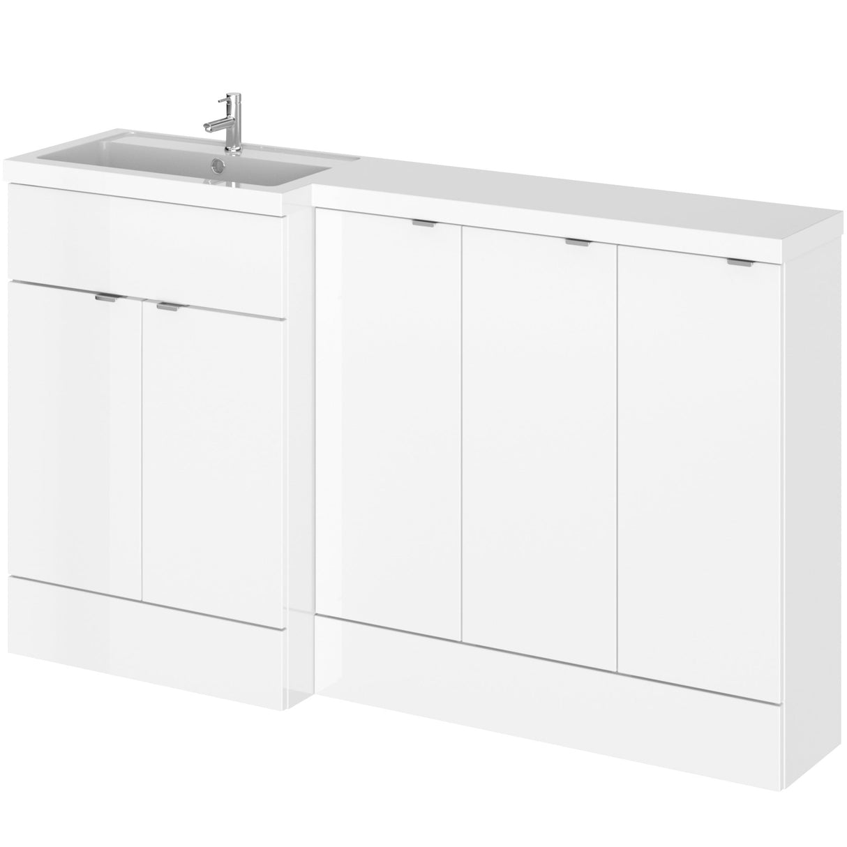 Hudson Reed Fusion 1500mm Full Depth Basin Vanity Unit (600mm), 5 Doors Gloss White CBI117