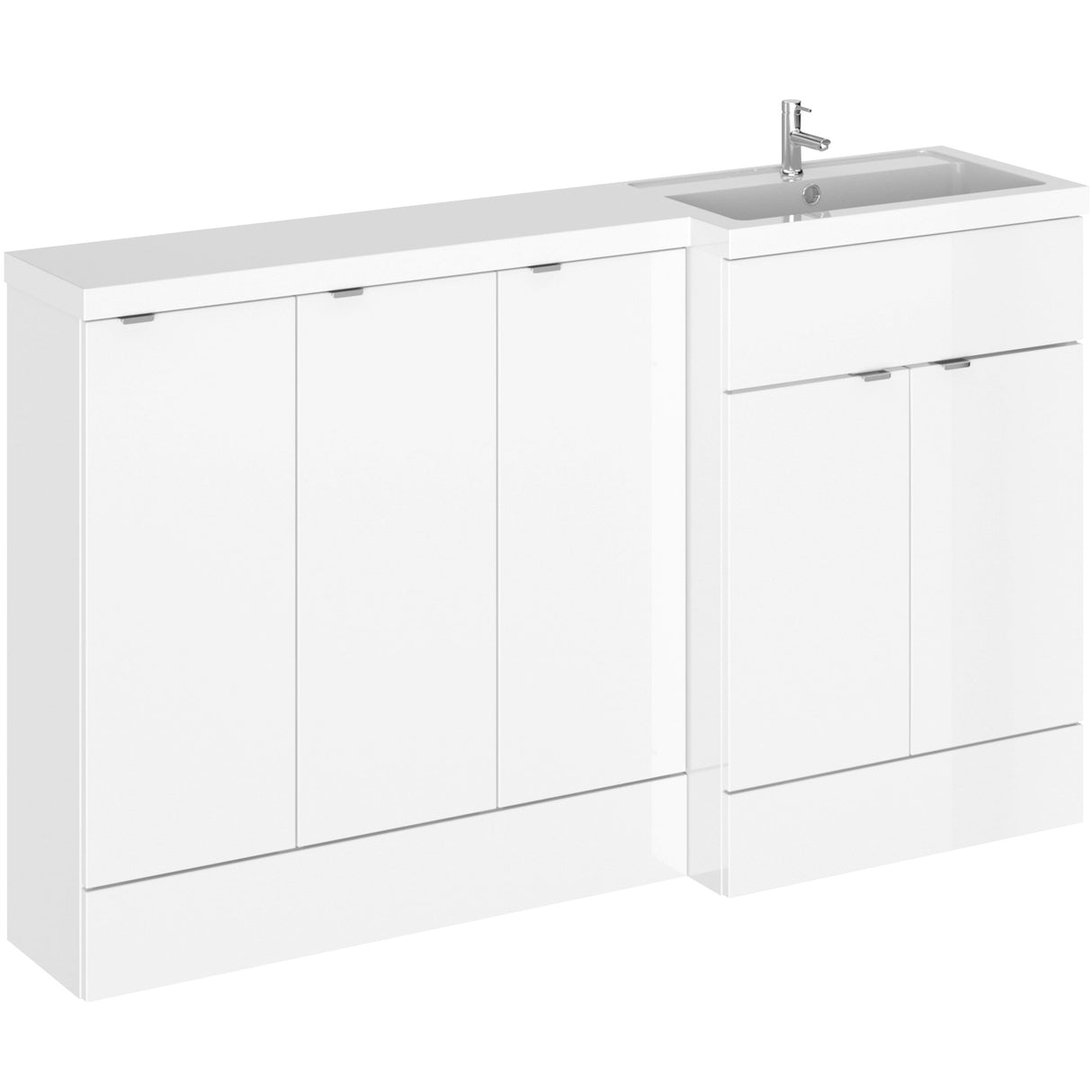 Hudson Reed Fusion 1500mm Full Depth Basin Vanity Unit (600mm), 5 Doors Gloss White CBI118
