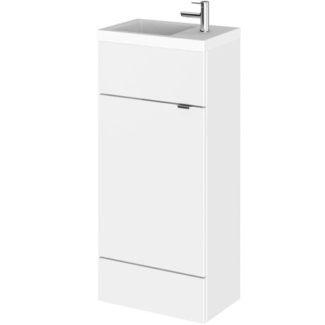 Hudson Reed Fusion Slimline 400mm Freestanding 1 Door Basin Vanity Unit & Basin Gloss White CBI121