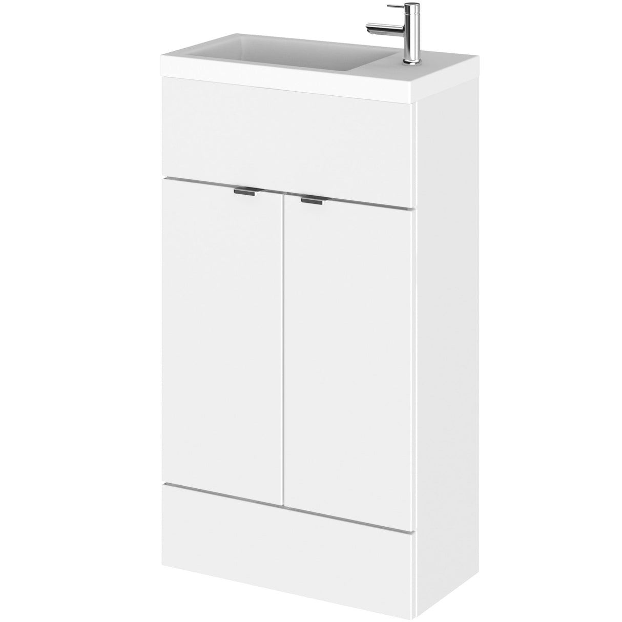 Hudson Reed Fusion Slimline 500mm Freestanding 2 Door Basin Vanity Unit & Basin Gloss White CBI122