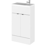Hudson Reed Fusion Slimline 500mm Freestanding 2 Door Basin Vanity Unit & Basin Gloss White CBI122
