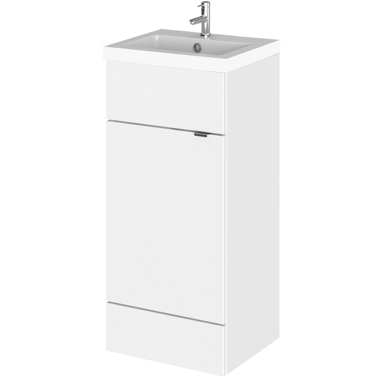Hudson Reed Fusion 400mm Full Depth Basin Vanity Unit & Basin, 1 Door Gloss White CBI123