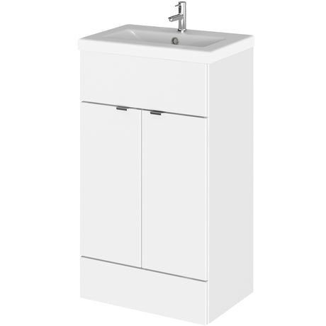 Hudson Reed Fusion 500mm Full Depth Basin Vanity Unit & Basin, 2 Doors Gloss White CBI124A