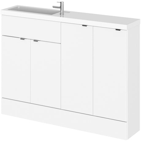 Hudson Reed Fusion Slimline Basin Vanity unit (600mm), 4 Doors, W1200mm Gloss White CBI125