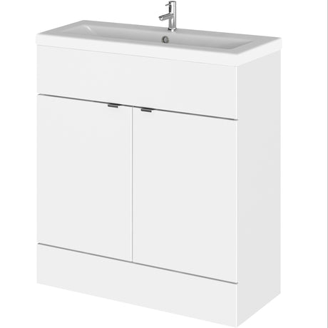 Hudson Reed Fusion 800mm Full Depth Basin Vanity Unit & Basin, 2 Doors Gloss White CBI128A