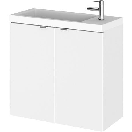 Hudson Reed Fusion 600mm Slimline Basin Vanity Unit & Basin, 2 Doors Gloss White CBI129