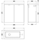 Hudson Reed Fusion 600mm Slimline Basin Vanity Unit & Basin, 2 Doors Gloss White CBI129 LD