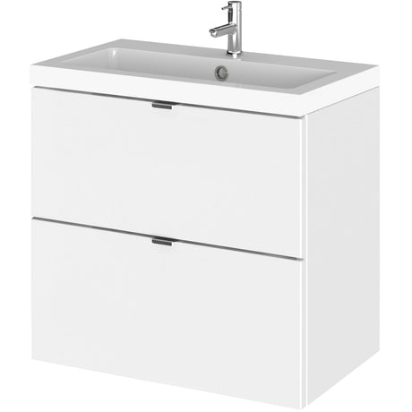 Hudson Reed Fusion 600mm Full Depth Wall Hung Basin Vanity Unit & Basin, 2 Drawers Gloss White CBI130