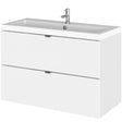 Hudson Reed Fusion 800mm Full Depth Wall Hung Basin Vanity Unit & Basin, 2 Drawers Gloss White CBI131