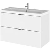 Hudson Reed Fusion 800mm Full Depth Wall Hung Basin Vanity Unit & Basin, 2 Drawers Gloss White CBI131A