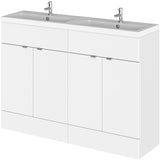 Hudson Reed Fusion 1200mm Full Depth Double Basin Vanity Unit & Basin, 4 Doors Gloss White CBI134