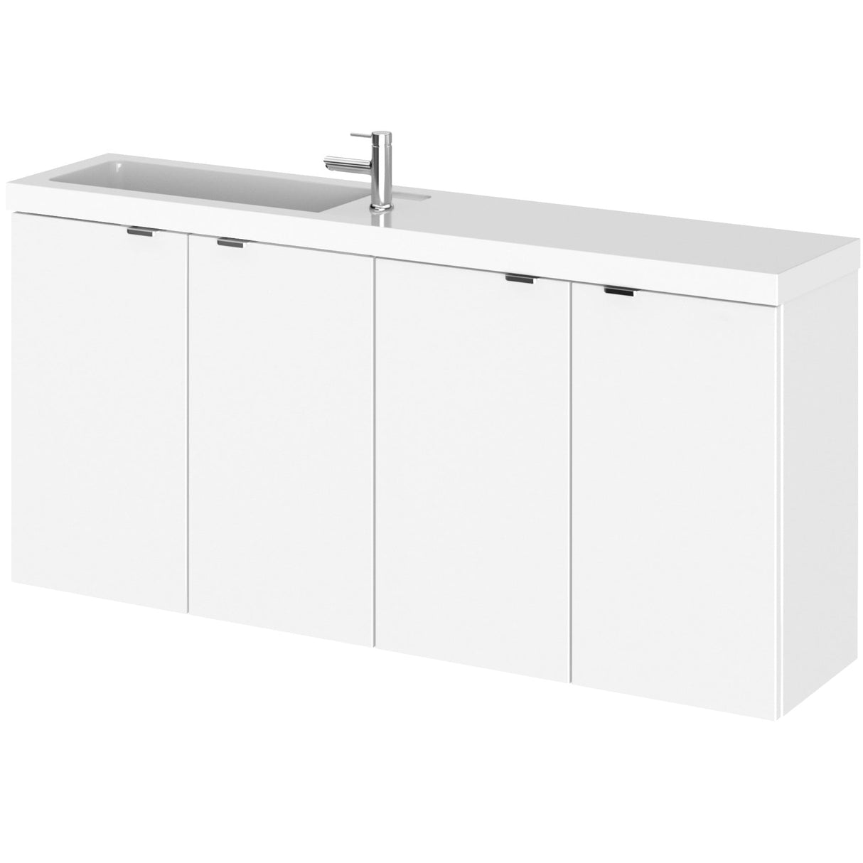 Hudson Reed Fusion 1200mm Slimline Wall Hung Vanity Unit & Basin, 4 Doors Gloss White CBI135