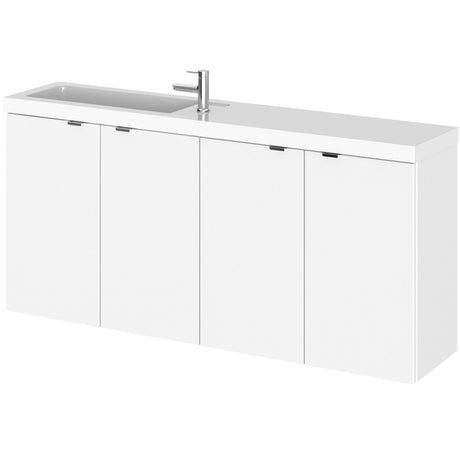 Hudson Reed Fusion 1200mm Slimline Wall Hung Vanity Unit & Basin, 4 Doors Gloss White CBI135