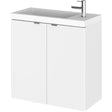 Hudson Reed Fusion 500mm Slimline Basin Vanity Unit & Basin, 2 Doors Gloss White CBI138
