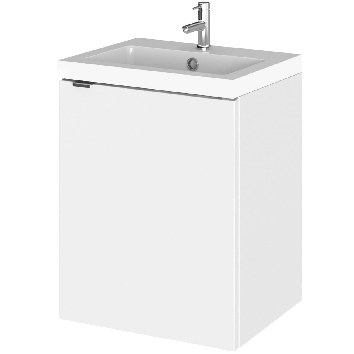 Hudson Reed Fusion 400mm Full Depth Wall Hung Basin Vanity Unit & Basin, 1 Door Gloss White CBI139